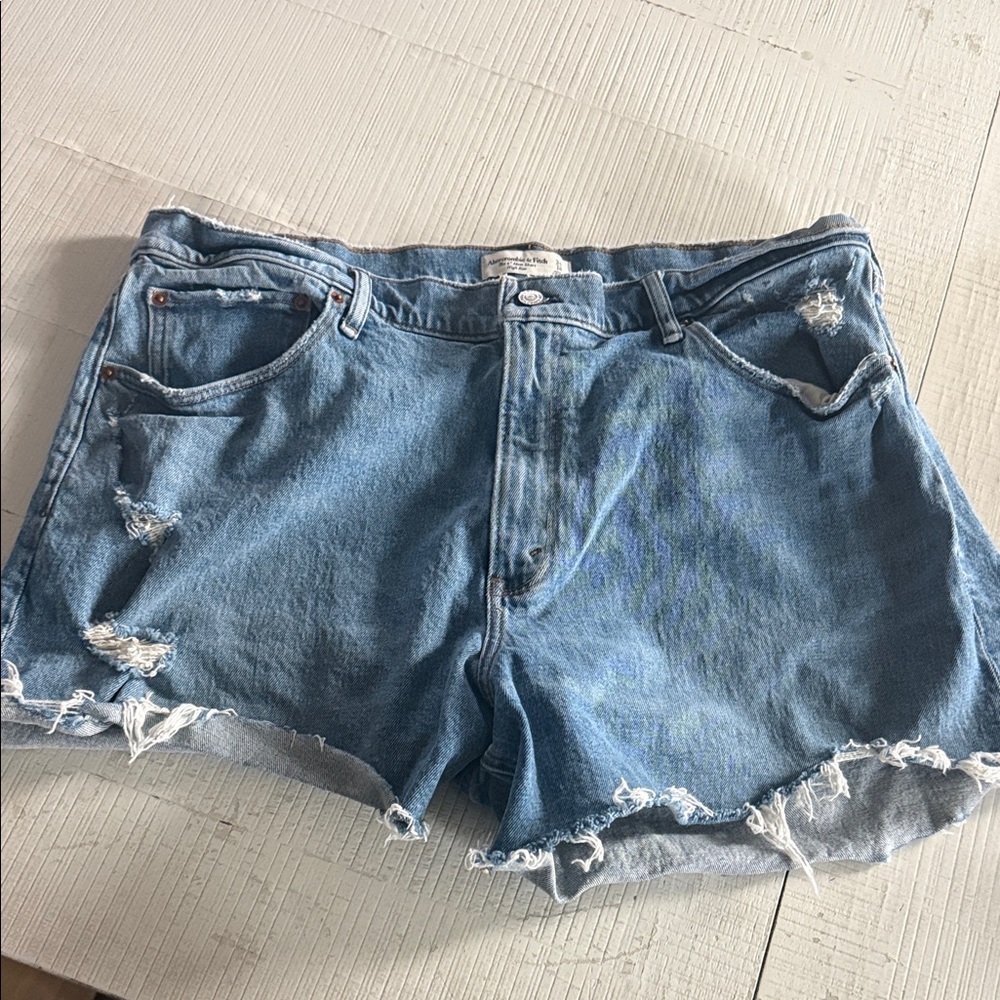 Abercrombie & Fitch Distressed Blue Jean Shorts